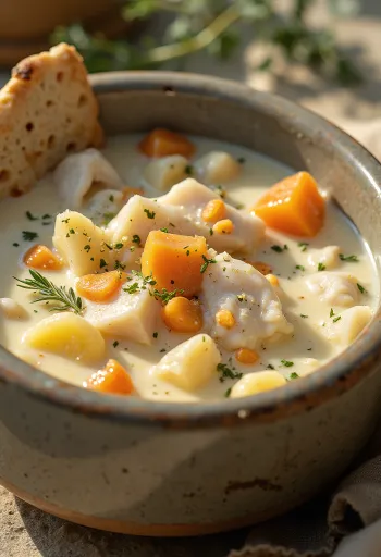 Cullen skink sárgarépával, tálalva friss petrezselyemmel