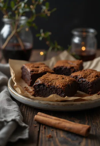 Fahéjas brownie tálalva