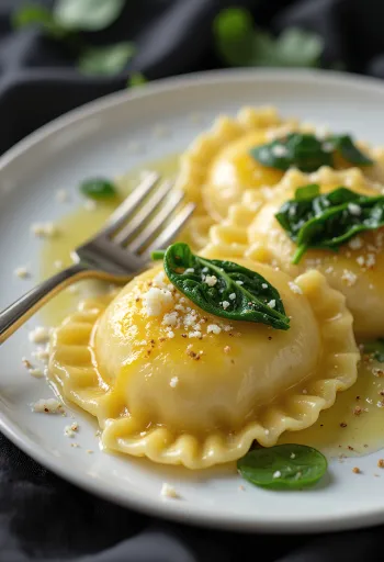 Gluténmentes ravioli tálalva