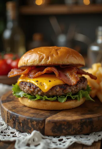Grillezett hamburger cheddar sajttal és baconnel