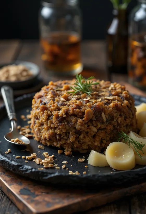 Haggis háromféle szárnyassal, frissen tálalva