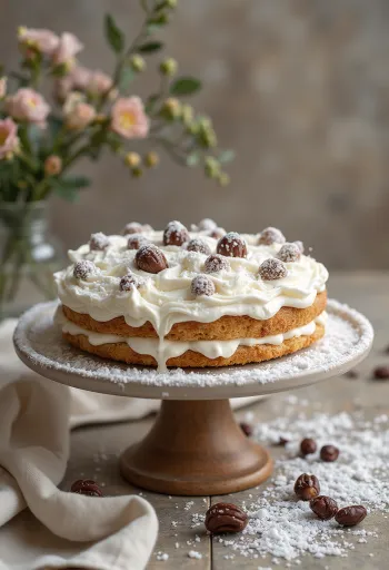 Havas gesztenyetorta fehér tejszínes borítással