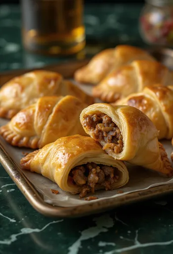 Klasszikus empanada, aranybarna, ropogós tészta darált húsos töltelékkel