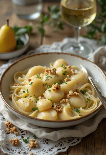 Körtés és gorgonzolás gnocchi tálalva