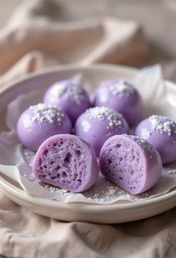 Mochi Ube-vel, frissen tálalva