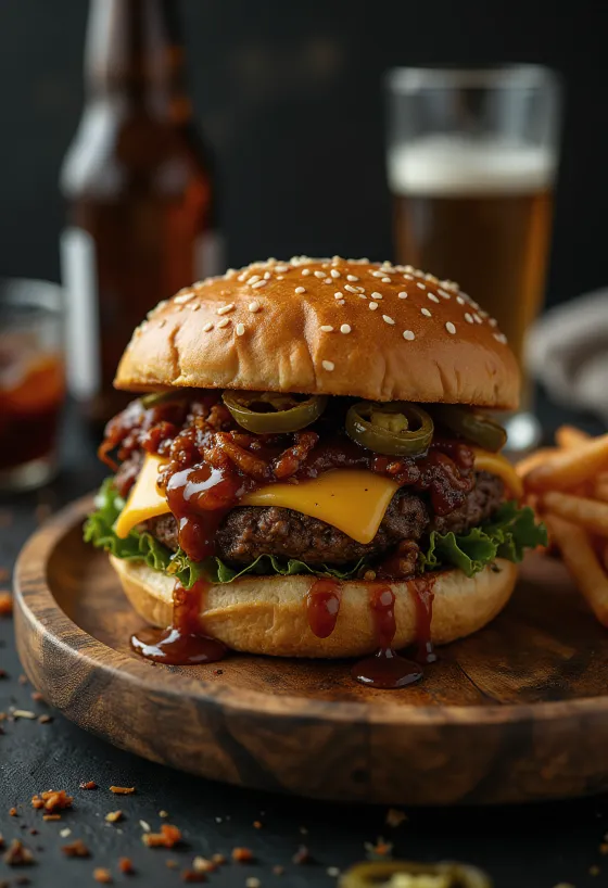 Pikáns BBQ Burger tálalva