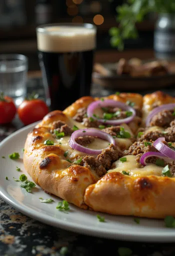 Ír marhahúsos pizza tálalva