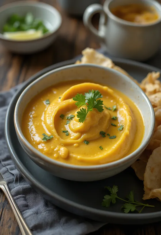 Korma curry szósz tálalva rizzsel