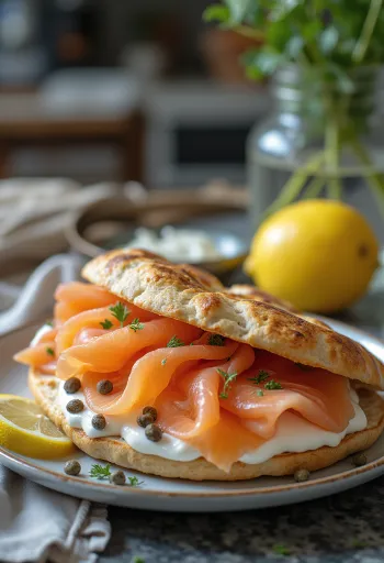 Lazacos pita friss zöldségekkel és krémes töltelékkel