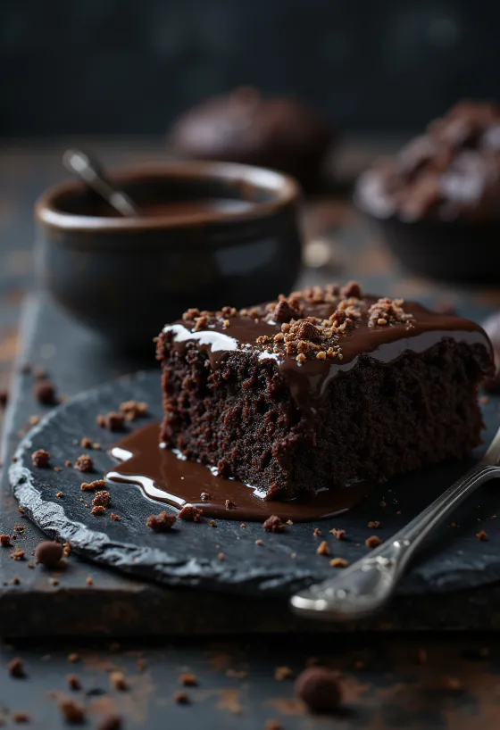 Mentás csokoládétorta tálalva