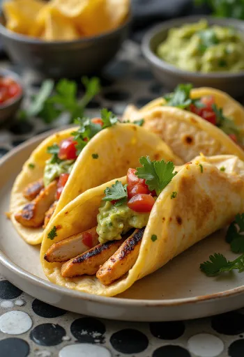 Mexikói stílusú gyros tortilla lapban sült csirkével, salsával és guacamole-val