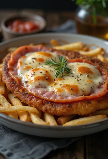 Milanesa napolitana sonkával, gazdag sajttal, paradicsomszósszal és ropogós panírban.