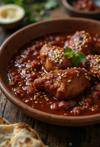 Mole rojo csirkehússal, gazdag chili szószban