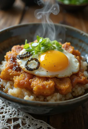 Shio kombu sózott hínár töltelékű katsudon, gazdag szószban tálalva
