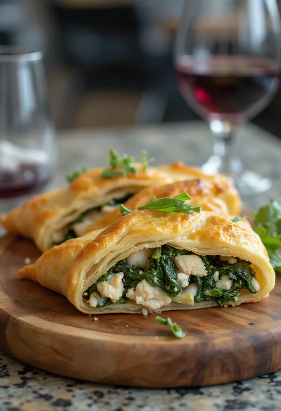 Spanakopita csirkével, aranybarna, ropogós tésztával és gazdag spenótos csirkehúsos töltelékkel