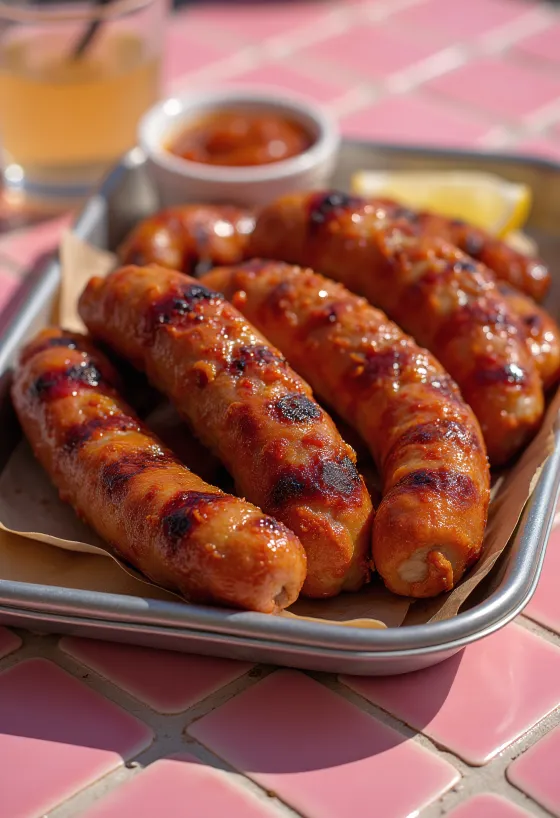 Füstölt BBQ sült kolbász BBQ szósszal