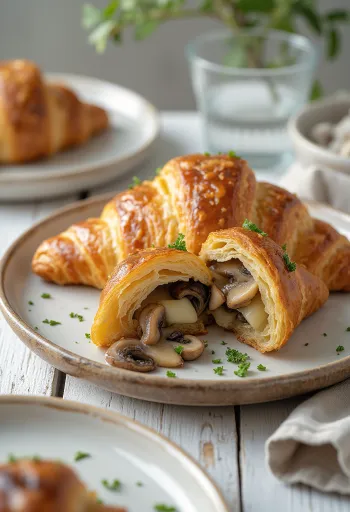 Gombás croissant tálalva