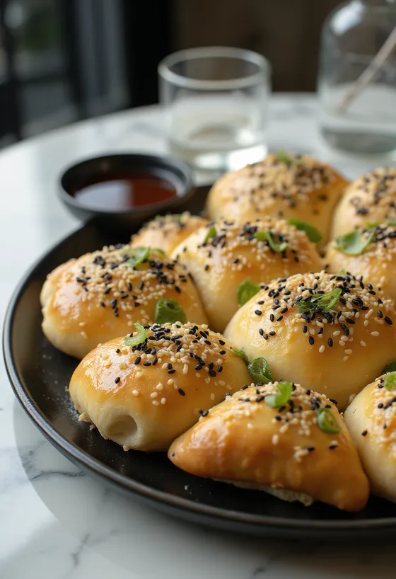 Japán wasabis és szezámmagos focaccia tálalva