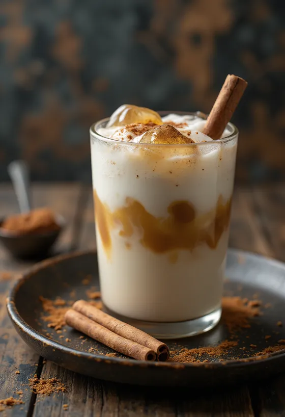 Jégkockás chai tea pohárban tálalva