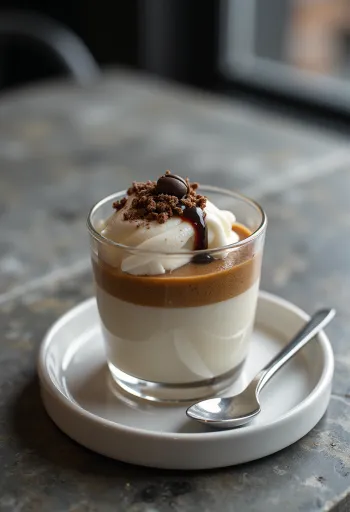 Kávészószos panna cotta tálalva