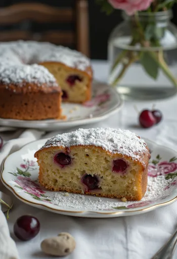 Mákos meggytorta szeletelve tálalva
