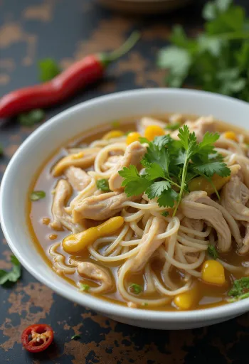 Pho Ga vietnámi csirkeleves tálalva