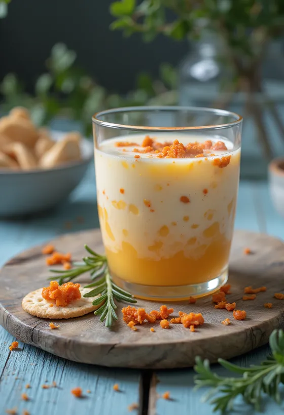 Probiotikus füstölt paprika kefir, friss citrommal és petrezselyemmel díszítve