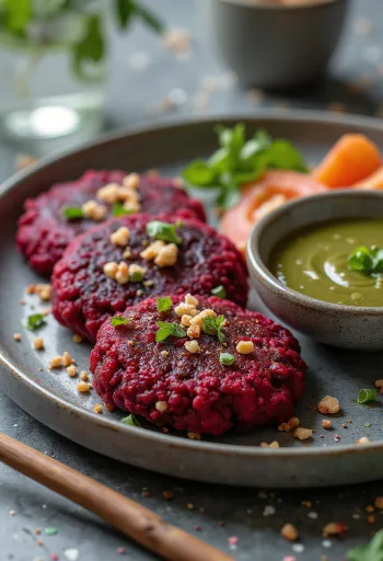 Vegán céklafasírt friss salátával és petrezselyemmel