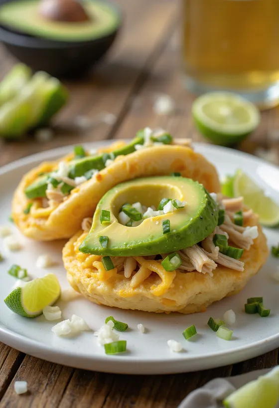 Arepa Reina Pepiada koreai stílusú étel tálalva
