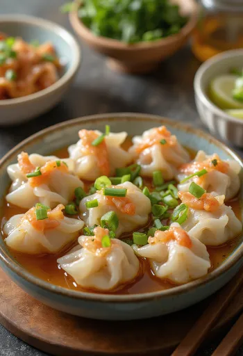 Bánh bột lọc sertéshússal, frissen tálalva