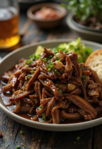 BBQ pulled beef tálalva