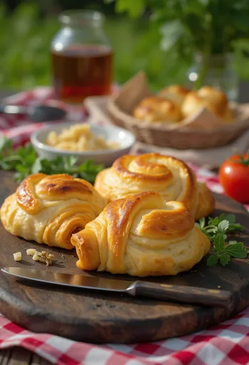 Friss börek túróval és petrezselyemmel tálalva
