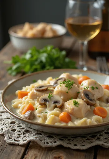Chicken Fricassee tejszínes szósszal tálalva