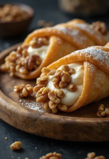 Diós cannoli tálalva