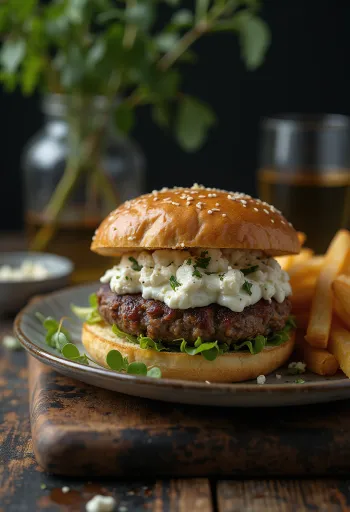 Görög hamburger tzatziki szósszal