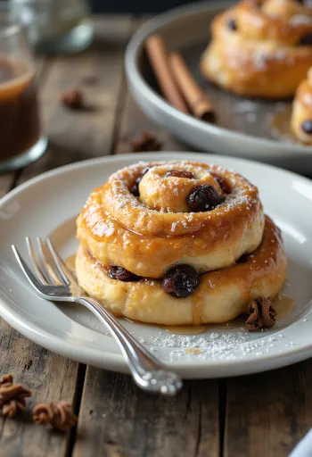 Kanelbulle mazsolával, frissen sült fahéjas csiga