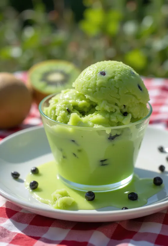 Kiwi sorbet házi készítésű frissítő desszert