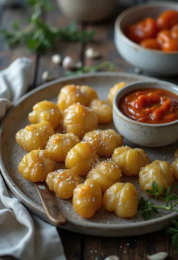 Papas arrugadas sült paprikával, kanári burgonya füstös paprikaszósszal tálalva