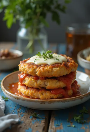 Parmigiana sült gombával, parmezán sajttal és friss bazsalikommal tálalva