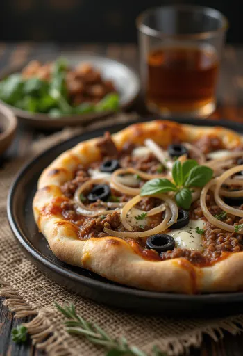 Pizza Libyenne tálalva
