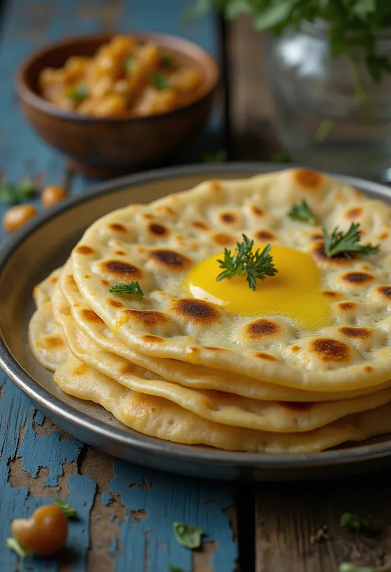 Roti vajjal tálalva