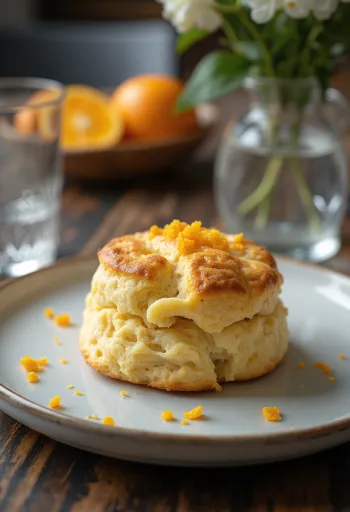 Scone narancshéjjal, friss teával tálalva, puha és aranybarna