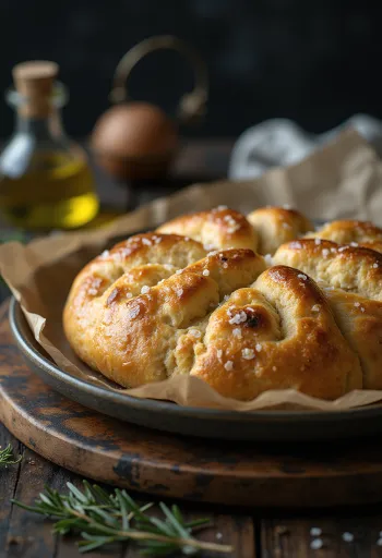 Teljes kiőrlésű búzalisztes focaccia tálalva