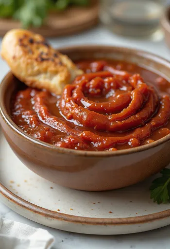 BBQ grillezett füstös ketchup tálalva