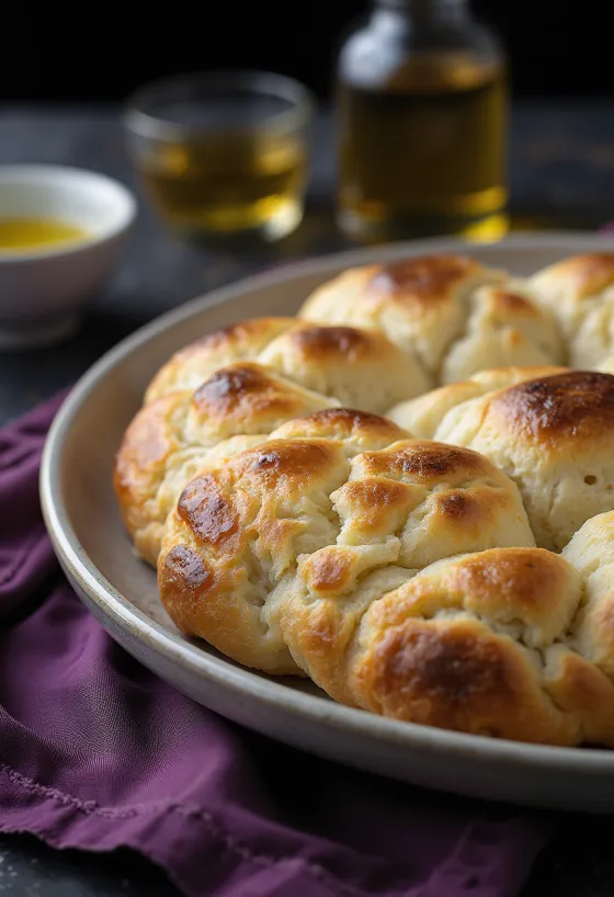 Burgonyalisztes focaccia tálalva