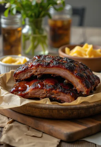 Füstölt BBQ vaddisznó borda tálalva