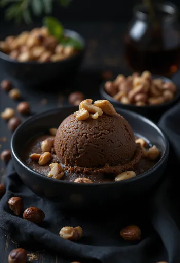 Kávés-mogyorós sorbet házi készítésű krémes desszert