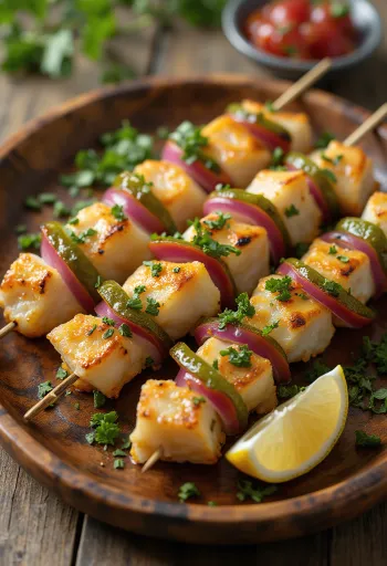 Kebab halakkal, grillezve, friss korianderrel tálalva