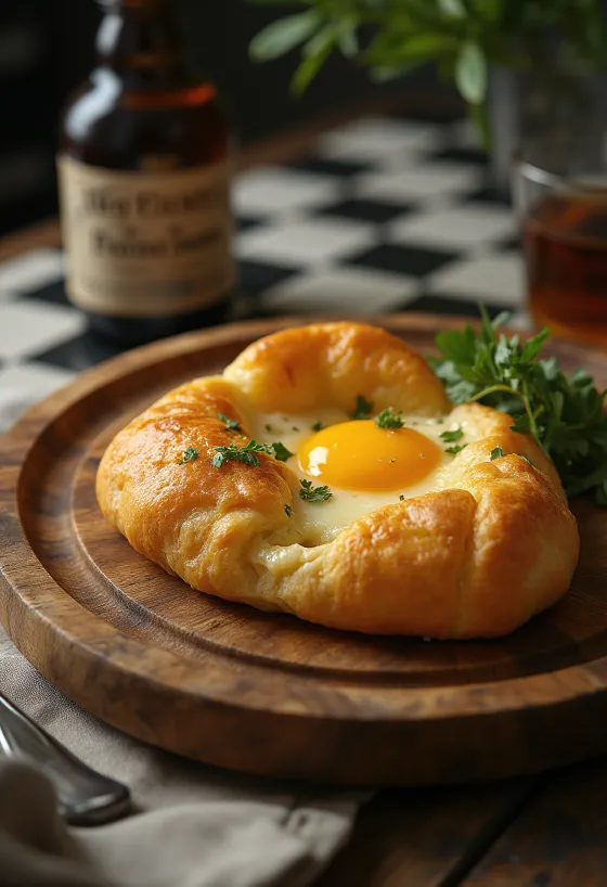 Khachapuri, gazdag sajtos töltelékkel töltött, aranybarna pite