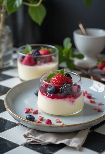 Laktózmentes panna cotta tálalva